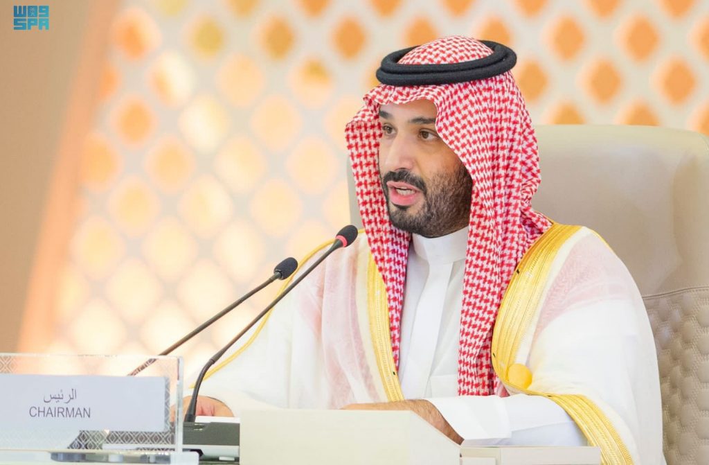 ولي العهد السعودي الأمير محمد بن سلمان متحدثا أمام القمة العربية (واس)